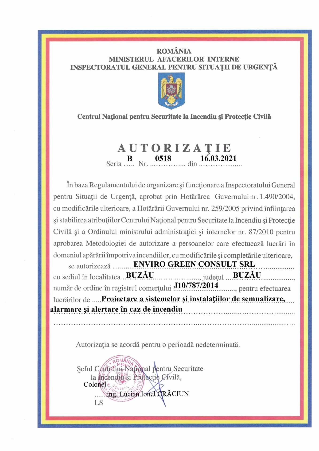 Autorizație IGSU