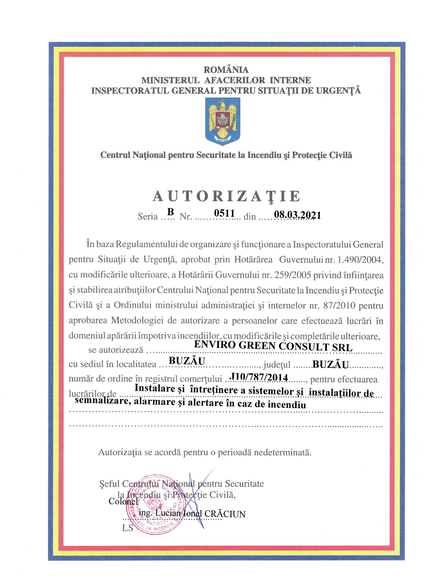 Autorizație IGSU